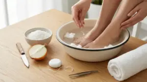 Pediluvio casalingo con sale per alleviare il fastidio delle unghie incarnite